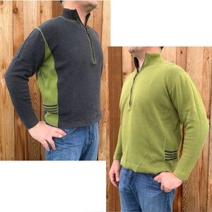 Tommy Bahama reversible green dark gray mock neck long sleeve half zip pullover